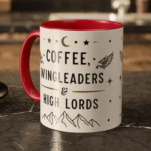 [Sale Up To 50%] Coffee, Wingleaders and High Lords Mug - Fantasy Bookish Gift, ACOTAR Inspired Coffee Mug - Book Lover Gift - Sarah J Maas Merch BookTok Mug - 11oz ceramic accent mug