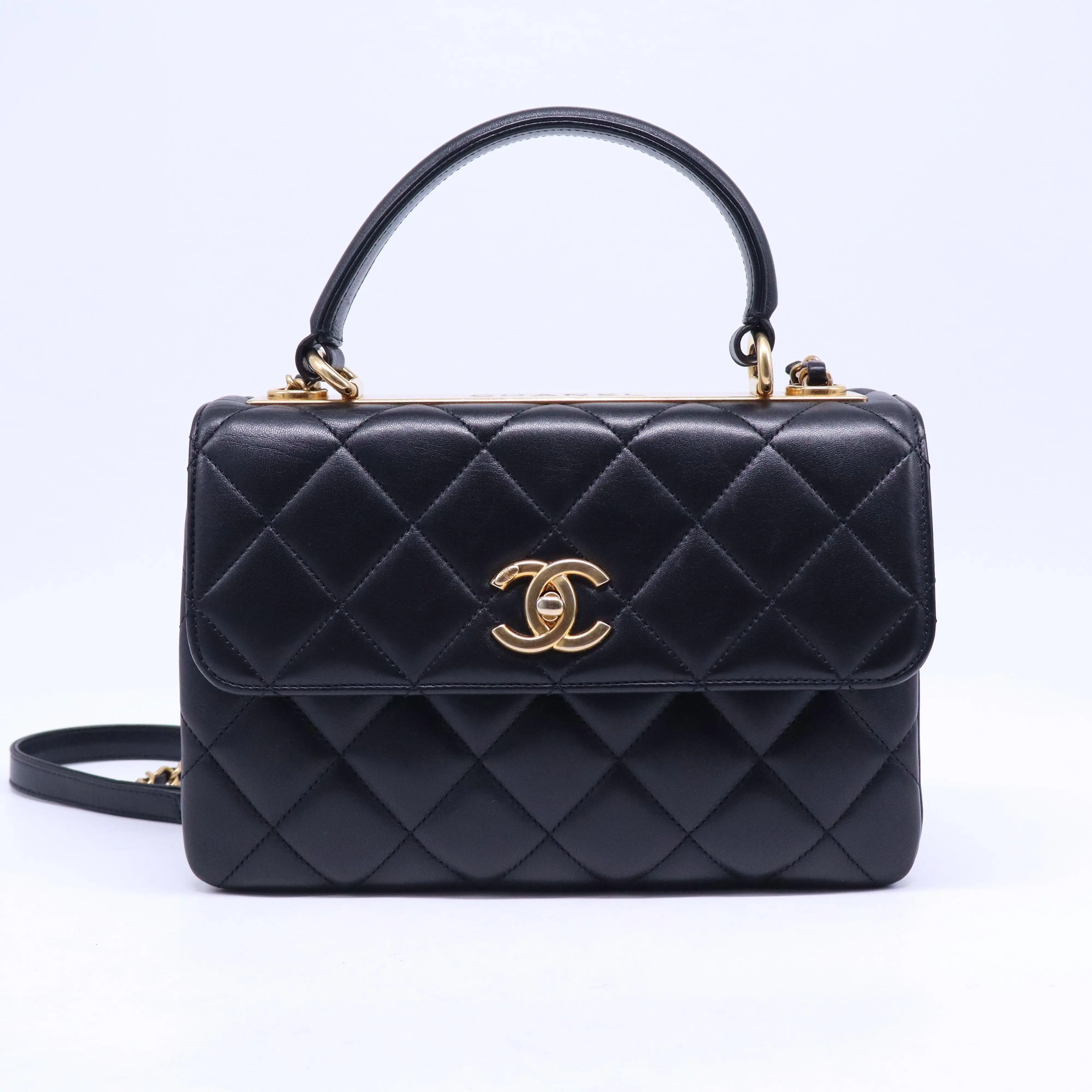Pre-owned CHANEL Leather very good Small Trendy CC Dual Handle Flap Bag B21146