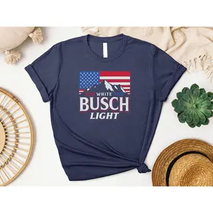 Red White & Busch Light Tee – Funny Patriotic Beer Shirt, 4th of July BBQ Outfit, USA Flag Graphic Tee, Summer Party Top for Beer Lovers
