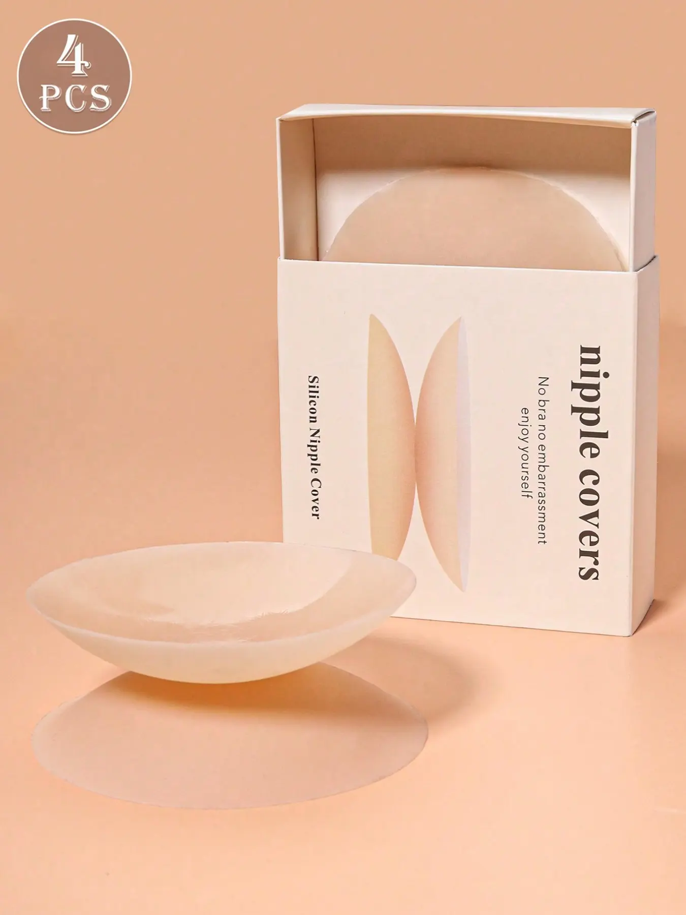 4pcs Summer Women Ultra-Thin Casual Nipple Covers, Invisible Bra, Anti-Pop Chest Pads, Strapless Sticky Bras, Accessories, Underwear, Suitable for Travel, Home, Wedding Dress, Silicone Nipple Cover