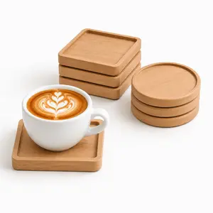 6Pcs Unfinished Beech Wood Coasters with Non Slip Pads for Laser Engraving Wood Burning Painting Staining and Decoupage DIY Craft Blanks for Personalized Gifts Wedding Decor and FathersDayGift