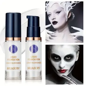Gothic-style white matte liquid foundation, full-coverage white foundation, long-lasting moisturizing, essential for cosplay makeup, suitable for special effects makeup, skull, zombie, and clown role play, adult party face painting, pure white brightening