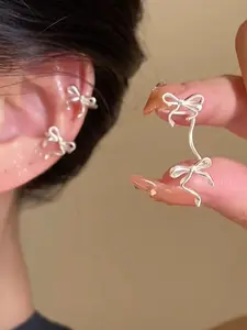 2 Pcs Fashion Bowknot Ear Cuffs for Women, Daily Wear Accessory, Stylish and Comfortable, Perfect for Everyday, Fashionable Accessory, Earring Cuff