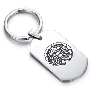 Stainless Steel Scorpio Zodiac (Scorpion) Dog Tag Keychain