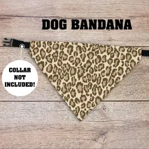 Leopard Print Dog Bandana - Over The Collar - COLLAR NOT INCLUDED!  Pet Accessories, Cat Bandana, Handmade, Gifts For Pets, Animal, Doggy, Puppy, Western, Punchy