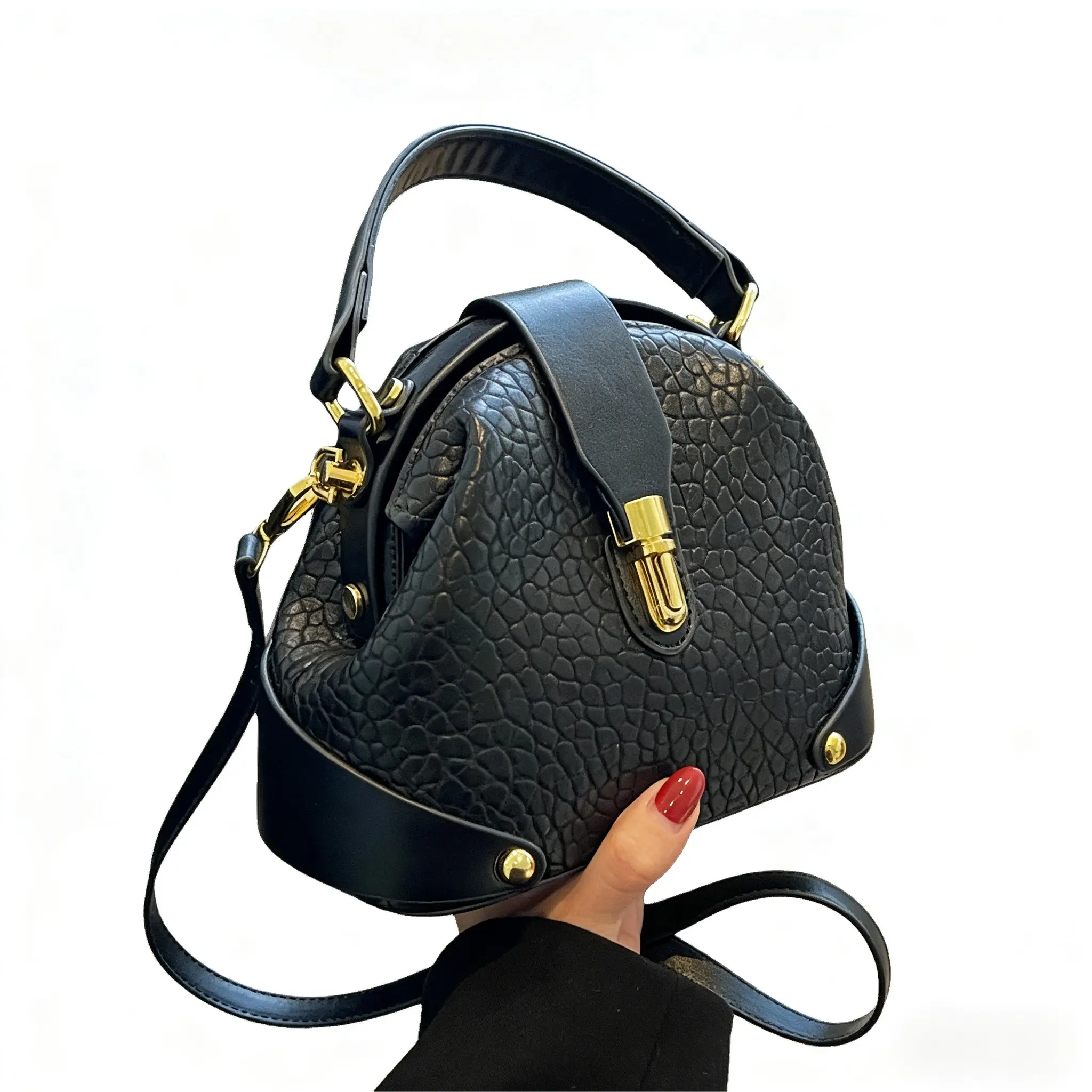 Women's Crossbody Messenger Handbag - Cute Retro Litchi Pattern Shell Purse with Adjustable Strap Customizes Your Fit, Laces, Ample Space, Casual Shoulder Purse, Commute-Ready Daily Bag, Everyday & Convenient Daily Carry, Everyday Carry