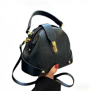 woman small adjustable strap crossbody bag new fashionable small handbag，Retro Litchi-Pattern Shell Tote Bag Exquisite Women's Single-Shoulder Crossbody for Daily Commuting & Dating with Laces Design