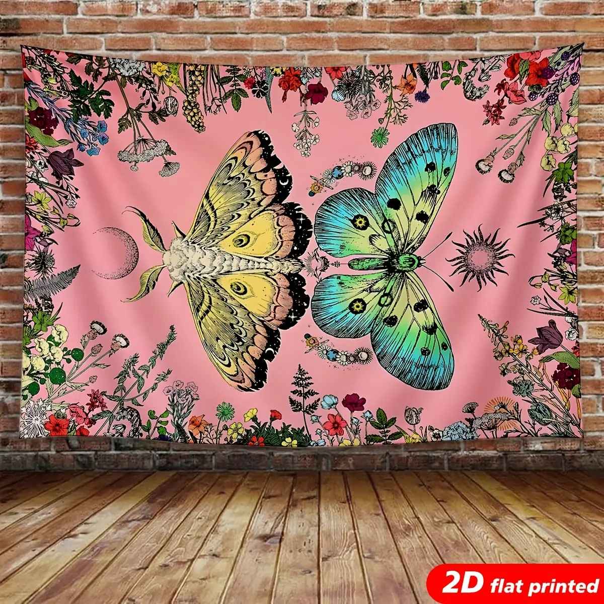 1pc Pink Butterfly 2D Flat Skin Fabric Tapestry Backdrop - Elegant Tapestries Horizontal Wall Hanging, Blush Pink Butterfly Wings Pattern, Suitable for Indoor-Outdoor Wedding, Room Decor