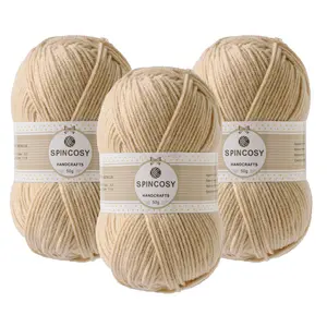 3-Pack Soft Acrylic Yarn for DIY Crafts and Decor, Lightweight Durable Material, Easy-To-See Stitches, Smooth Crochet, Beginner Friendly Knitting, Ideal for Beginners