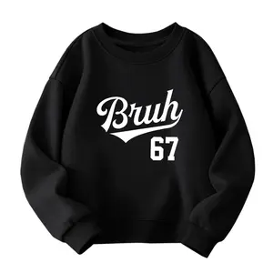 Boys Spring & Fall Casual Creative Six Seven Series 67 Pattern Print Round Neck Long Sleeve Sweatshirt, Comfortable Versatile Pullover Gift,Number Tee for Girls 67 Years Old christmas outfit christmas gift