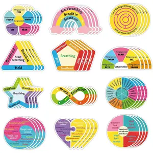 96 Pcs Reusable Breath Calm Anxiety Adhesive Sensory Calming Strips Mindfulness Fidget Stickers for School Office Classroom Desk Adults Teens Counselor Tension Supplies