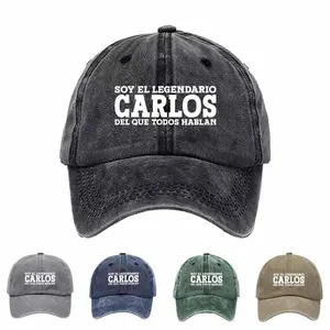 Carlos Legend Baseball Cap - Black with White Text, Adjustable hat, Breathable Mesh Back, Perfect for Outdoor Travel & Casual Wear, Outdoor Headwear |   Adjustable Cap |   Durable Headgear