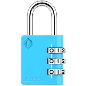 XD35 Combination Lock, 3-Digit Padlock for School, Gym, Sports Locker Lock, Fence, Toolbox, Case, Outdoor, Hasp Storage (1-Pack, Blue)