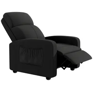 Arlopu Fabric Recliner Chair, Single Reclining Sofa with Thicker Seat Cushion and a Side Pocket, Home Theater Seating with Adjustable Backrest and Footrest, for Living Room, Linen