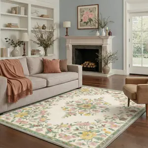 【Deals For You Days】BEIMO Area Rug – Machine Washable, Pet Friendly, Non-Slip Floor Rug, Soft Home Carpet, Ideal Living Room, Bedroom, Kitchen, Hallway Decor ,ARF2612-PETAL