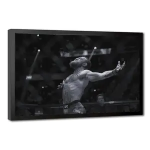 Top Rated Black White Conor McGregor UFC Victory Framed Canvas Print, Iconic Notorious MMA Champion Fight Moment Wall Poster, Motivational Decor Gift For Boxing Fans, Wall Art For Man Cave Home Gym Office Bedroom Game Room