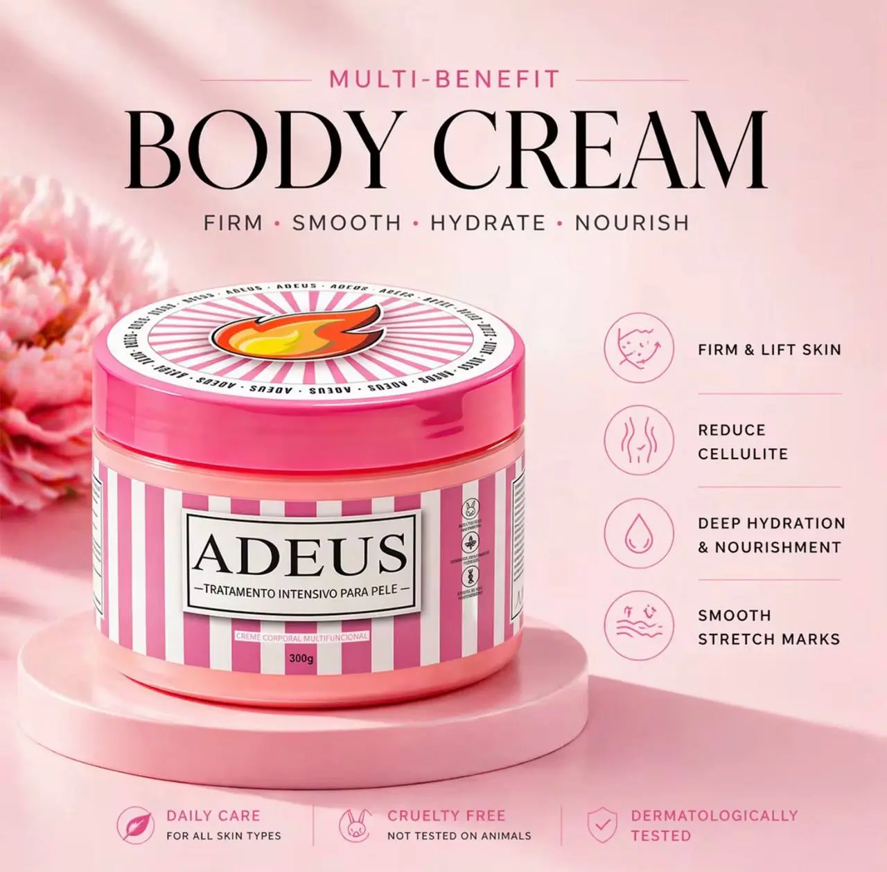 ADEUS Original Intensive Firming Body Cream - Skin Treatment Moisturizer, 300g, Suitable for All Skin Types, Full-Body Use