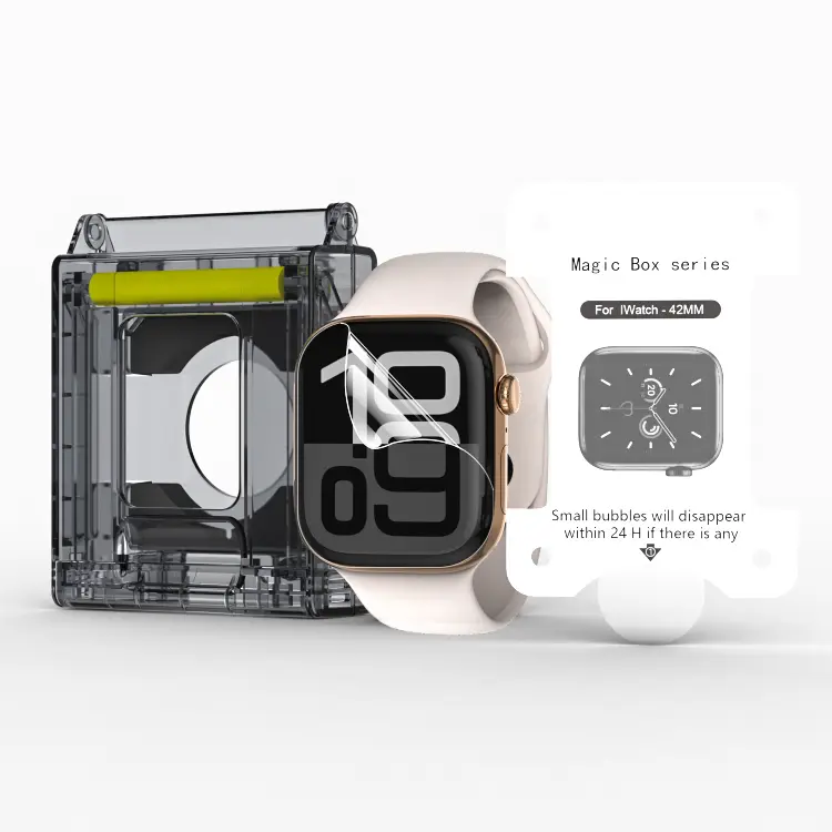 Smart Watch Screen Protector 2-Piece Set, 9H Hardness Tempered Glass with Quick-Install Magic Tool, Multi-Size for Apple Watch 49/46/45/44/42/41/40mm, Oil-Water Repellent HD Clear Wearable Accessory, Protection, Self-Healing, No-Skill Easy Installation