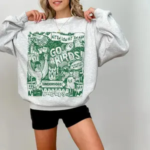 [Sale Up To 50%] Philadelphia Sweatshirt Gray, Eagles Vintage Cartoon, Eagles Retro Sweatshirt, Cotton Fabric Menswear Tops Man Unisex, Shirt Gift Football Fan Classic Collar Menswear Cotton Sweaters Tops