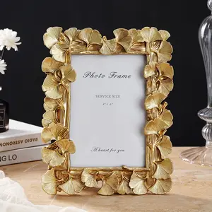 Resin Ginkgo Leaf Frame Detailed Frame Decorative Photo Frame, Home Desk Decoration, Family Picture Display Frame, Suitable for Living Room Bedroom Study #GLOBAL PICKS