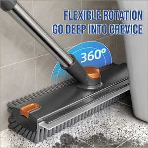 Floor Scrub Brush with Long Handle, cleaning brush,3 in 1 Scrape and Heavy-Duty Stiff Bristle Scrubber Brush for Cleaning Shower Bathroom, Patio, Garage, Kitchen, Wall and Deck,Christmas Gifts