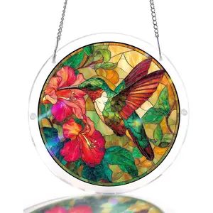 Acrylic Suncatcher Jigsaw Puzzle-Emerald Flame Hummingbird, Window Suncatcher Acrylic Puzzle, Acrylic Hanging Ornament, DIY Suncatcher Kits for Adults, Home Decor Gift for Women, Mom, Friends