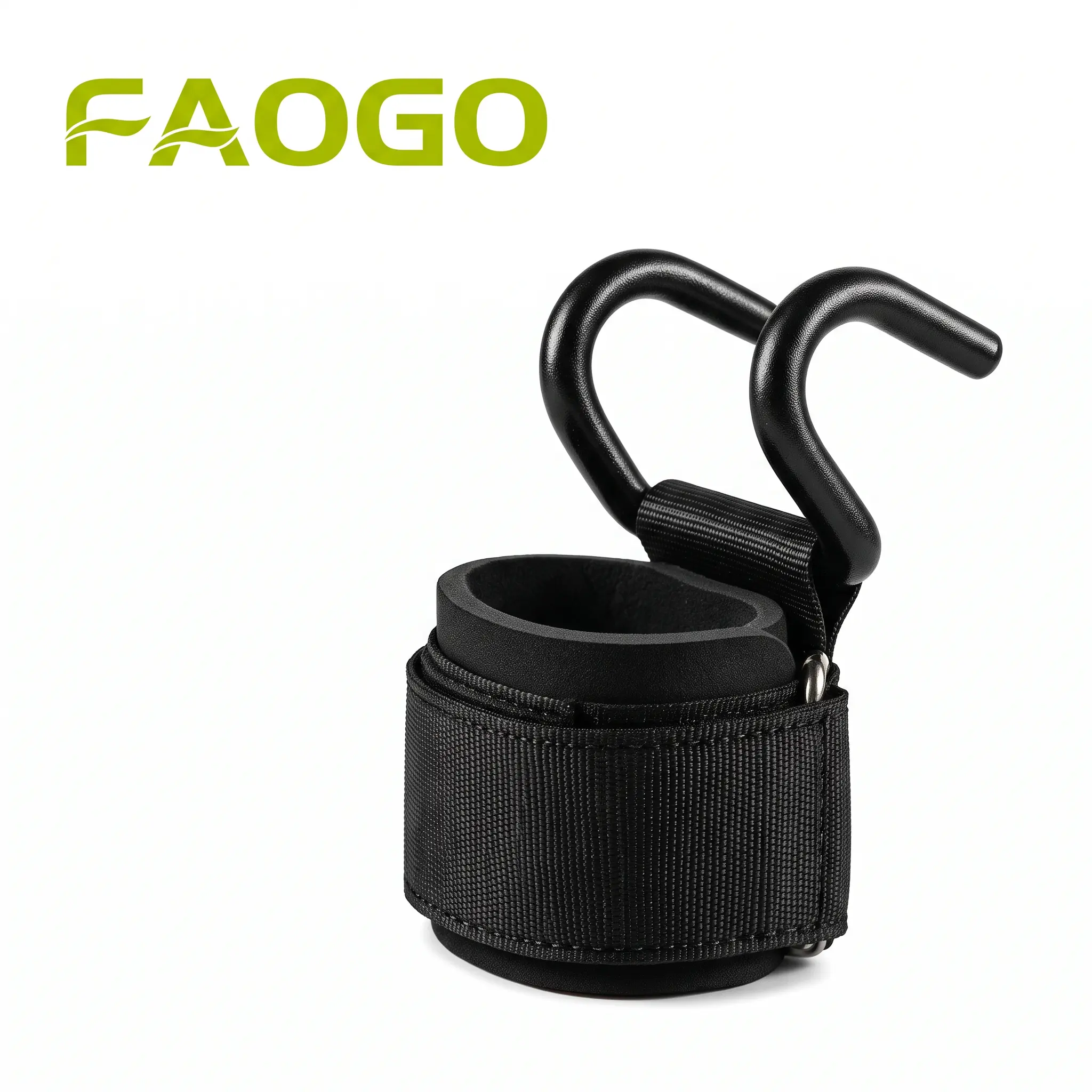 Faogo Weight Lifting Hooks with Padded Wrist Straps, Heavy Duty Solid Steel Gym Lifting Hooks for Deadlifts, Barbell Rows, Lat Pulldowns & Weighted Pull-Ups, Non-Slip Adjustable Wrist Support Gym Grip Hooks for Men Women Powerlifting Strength Training