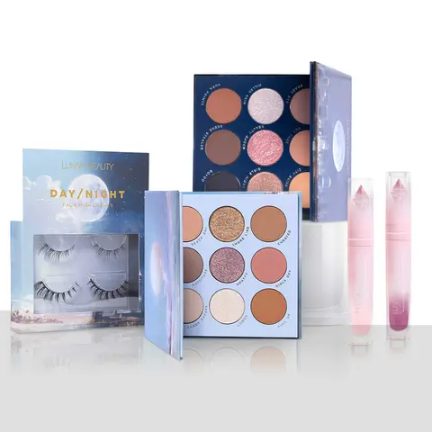 Lunar Beauty Day-Night Duo Pack Cosmetic Assortment Kit - 4-Piece Pre-Packed Makeup Set with Eyeshadow Palettes, Lash Products, Natural Oils, $103 Value, Beauty on the Go
