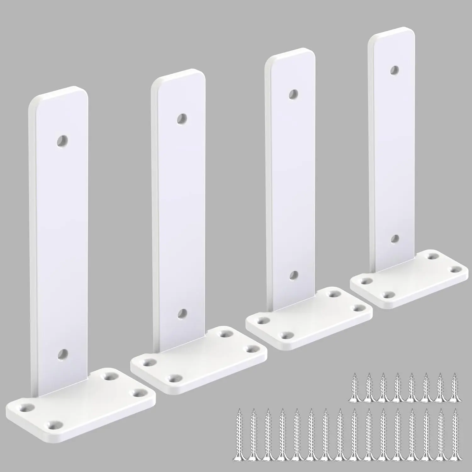 Floating Shelf Brackets Upgraded,4 inch, White Heavy Duty Iron Shelf Brackets, Industrial Modern Floating Shelf Support for Wall Mount Shelves,Wide Brackets ,4 Pack, Support DIY(5mm Thickening Type).