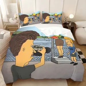 3pc,Beavis and Butt - Head three-piece set, elegant printing including quilt cover double pillowcase, Christmas and New Year gifts, dormitory homestay soft clothing, film and television fans, animation fans collection gifts.