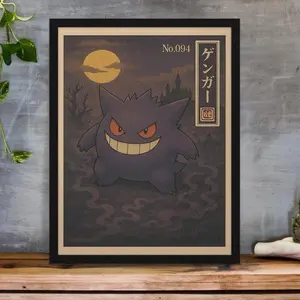 Gengar Poster, Anime Tapestry in Japanese Style, Unframed Wall Art for Bedroom, Otaku Aesthetic Home Decor