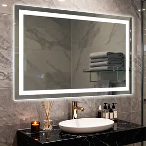 HYPERLITE Dimmable LED Bathroom Mirror with Anti-Fog, 36x28 Inch Shatterproof Tempered Glass Vanity Mirror, Memory Setting, Illuminated Wall Mirror for Bathroom Dressing Area Jumpstart newyear48*32 60*36 32*24 36*24