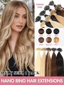 12-22 inches Pre-Nano Ring Human Hair Extensions, 50pcs/pack Natural Straight Nano Beads Hair 30g One Pack Salon Hair Quality Real Hair Extensions Human Hair Weave