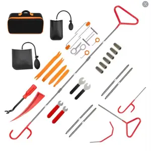 Automotive Tool Set 34-piece professional automotive kit with stainless steel long distance fasteners seamless wedge air wedge pump automotive trim removal tool tire repair e mege car battery Portable compressor tire charge Solar tire car battery