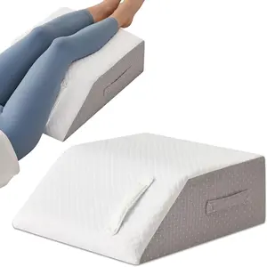 Leg Pillow Elevation Blood Circulation, Leg Wedge for Elevation Swelling, Leg Elevating Pillow for After Surgery, Memory Foam Foot Knee Pillow for Back Sleeping 23.6×16.8×8 Inch White/Grey