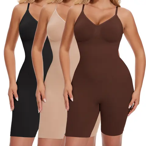 Women's Solid Bodysuit Shapewear with Spaghetti Straps, High-Waist Tummy Control, High Compression Body Contouring & Butt Lifter, High Compression Shapewear, Shapewear For Women