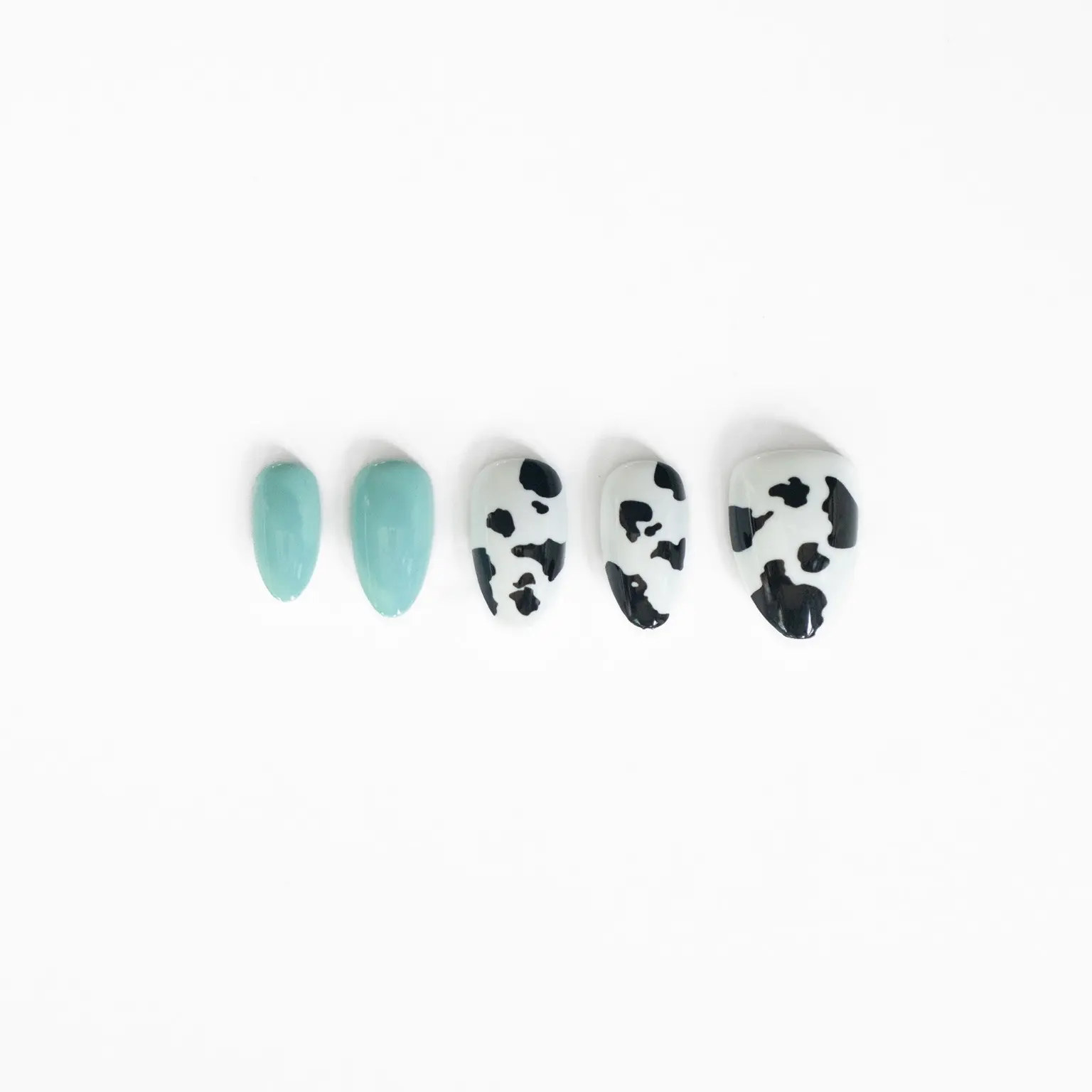 Ranch Hand Collective Frank Press On Nail Set - 32 Turquoise and Cow-print Western Nails