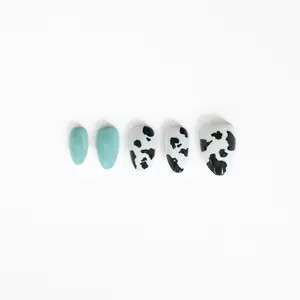 Ranch Hand Collective Frank Press On Nail Set - 32 Turquoise and Cow-print Western Nails