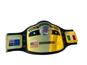 DOMED GLOBE HEAVYWEIGHT CHAMPION 2mm ZINC METAL PLATES BELT ADULT SIZE
