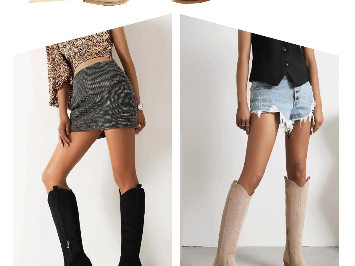 Reitoye Cowboy Boots for Women Embroidery Western Cowgirl Knee High Chunky Heel Boots with Pull-Up Tabs Reitoye Cowboy Boots for Women Embroidery Western Cowgirl Knee High Chunky Heel Boots with Pull-Up Tabs