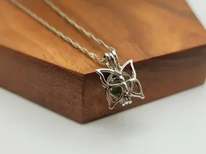 Moldavite Butterfly Locker Necklace Daily Necklace  Gift For her Birthday Daily Birthday