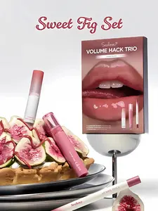 Volume Hack Trio Sweet Fig Set |    Lip Combo for Plump, Hydrated & Glossy Lips |   3-in-1 Kit (3 Shades, Lip Mate Pencil 0.5g, Melting Balm 3.5g, & Color Gloss 4g)