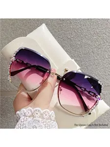 Women's Elegant Rhinestone Decorated Glasses, Trendy Casual Glasses for Everyday Use, Fashion Accessories for Outdoor Activities