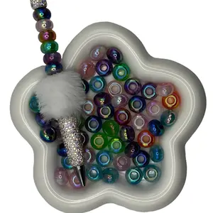 Large Hole Spacer Beads - Galaxy Glitter & Stripes - Resin - 7 mm x 12 mm for Bead Projects
