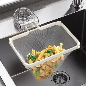 Foldable Sink Strainer - Kitchen Sink Filter Rack - Mesh Bag Stand - Waste Garbage Net Shelf - Anti-Clogging Disposable Garbage Mesh Bag
