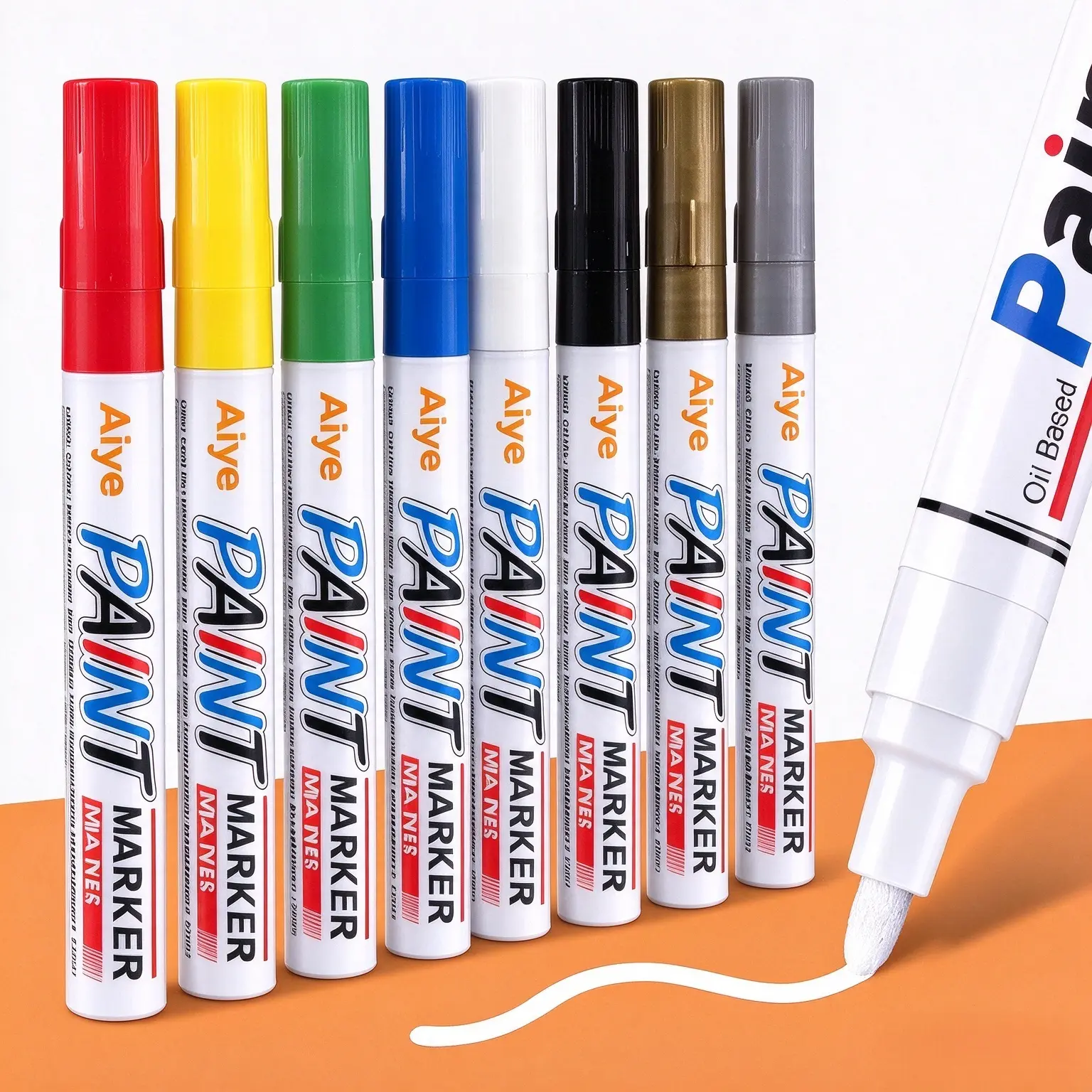 Aive 12-Color Oil-Based Waterproof TirePaint Pen Quick-Dry Smudge-Free Fade-Resistant Durable Marks DIY-Friendly PaintMarker for Car Mod Enthusiasts & Gifting