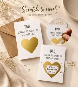 [Sale Up To 50%] Father’s Day Scratch Off Greeting Card, Custom Reveal Message Card for Dad, Personalized Surprise Gift, Special Father’s Day Gift