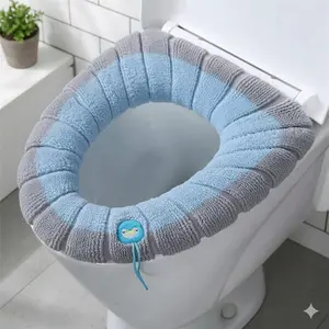 Upgraded Toilet Seat Cover Set: All-Season Warm & Sanitary, Non-Slip Design. Made with Baby-Safe Anti-Bacterial Material, Durable & Easy Clean for Home Bathroom, Toilet Seat Protector