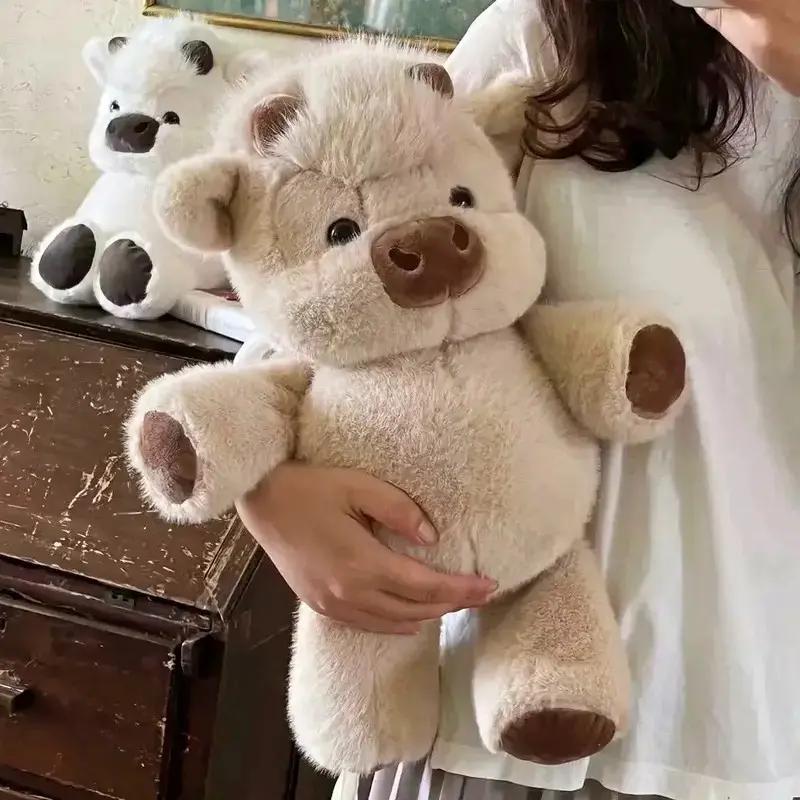 Cute 45cm Running Cow Plush – Highland Bull Farm Animal Stuffed Doll, Soft & Huggable Birthday Gift for Adults & Kids