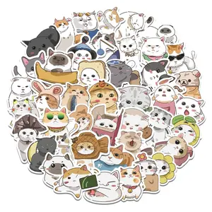 62 Pcs Cute Funny Cartoon Cat Waterproof Stickers, DIY, for notebooks, bottles, phone cases, laptops